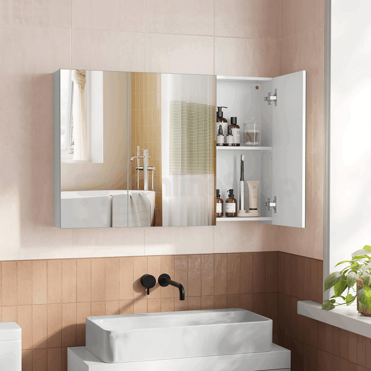 Skříňka se zrcadlem, mdf, bílá, AZR-E1132 WT Autronic