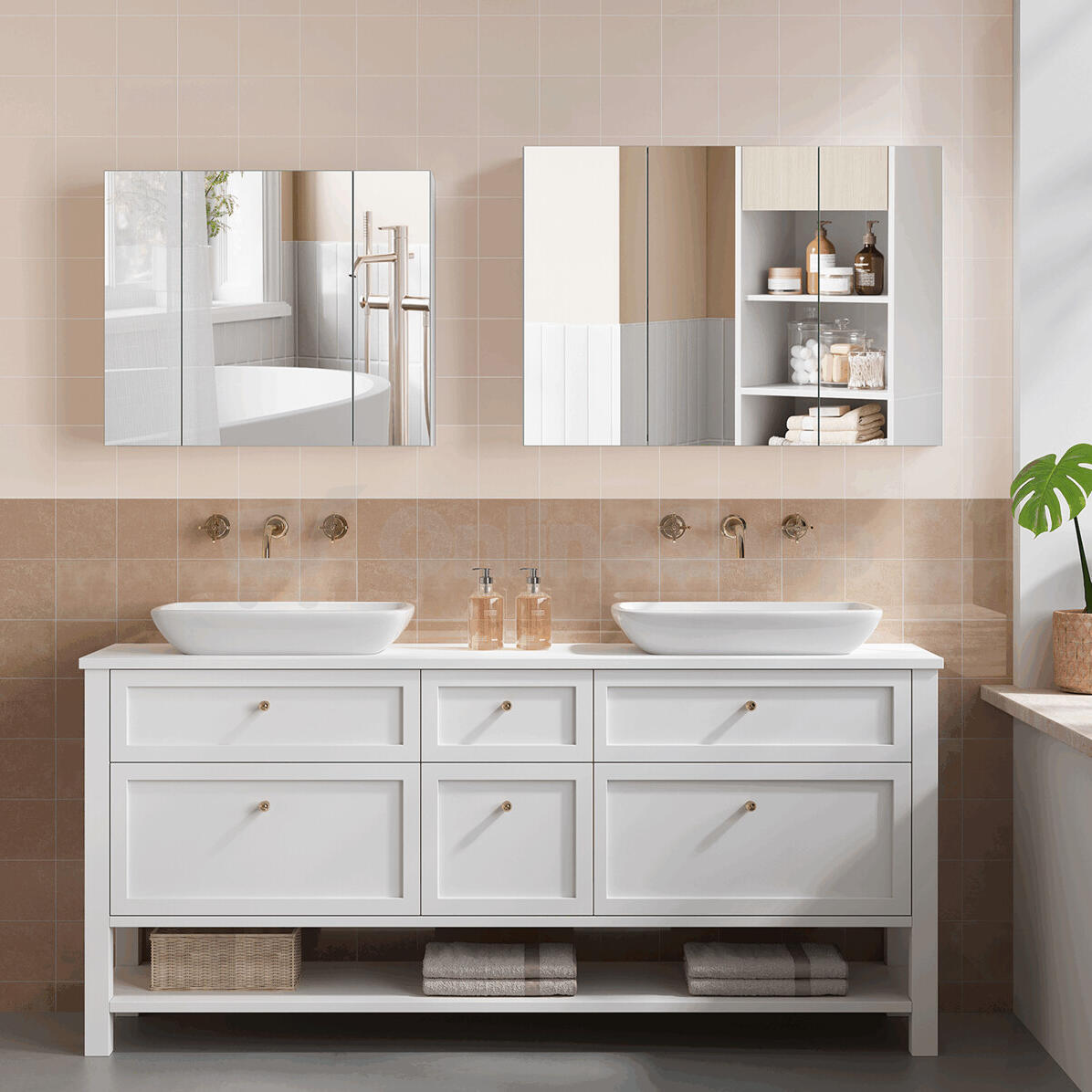 Skříňka se zrcadlem, mdf, bílá, AZR-E1132 WT Autronic
