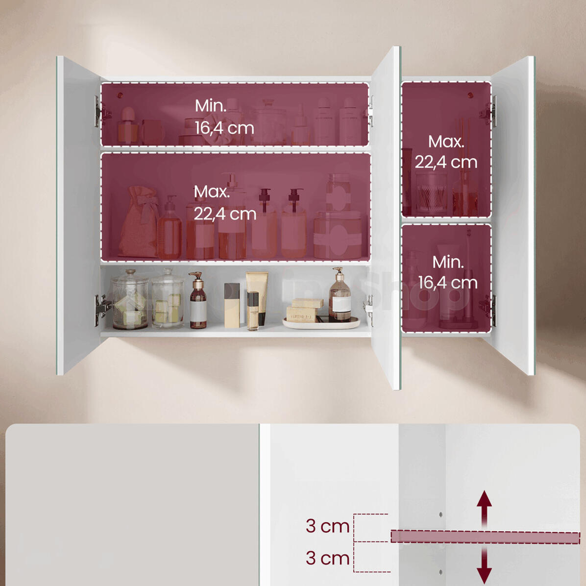 Skříňka se zrcadlem, mdf, bílá, AZR-E1132 WT Autronic