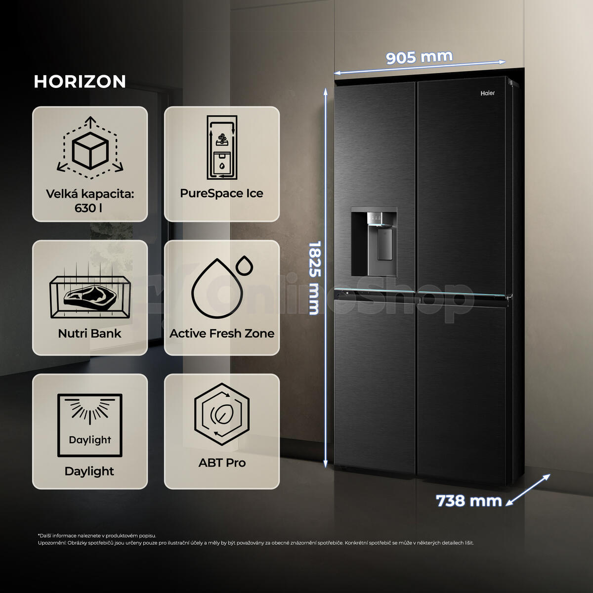 Chladnička Haier HCW99F18DIMB CUBE HORIZON COLLECTION