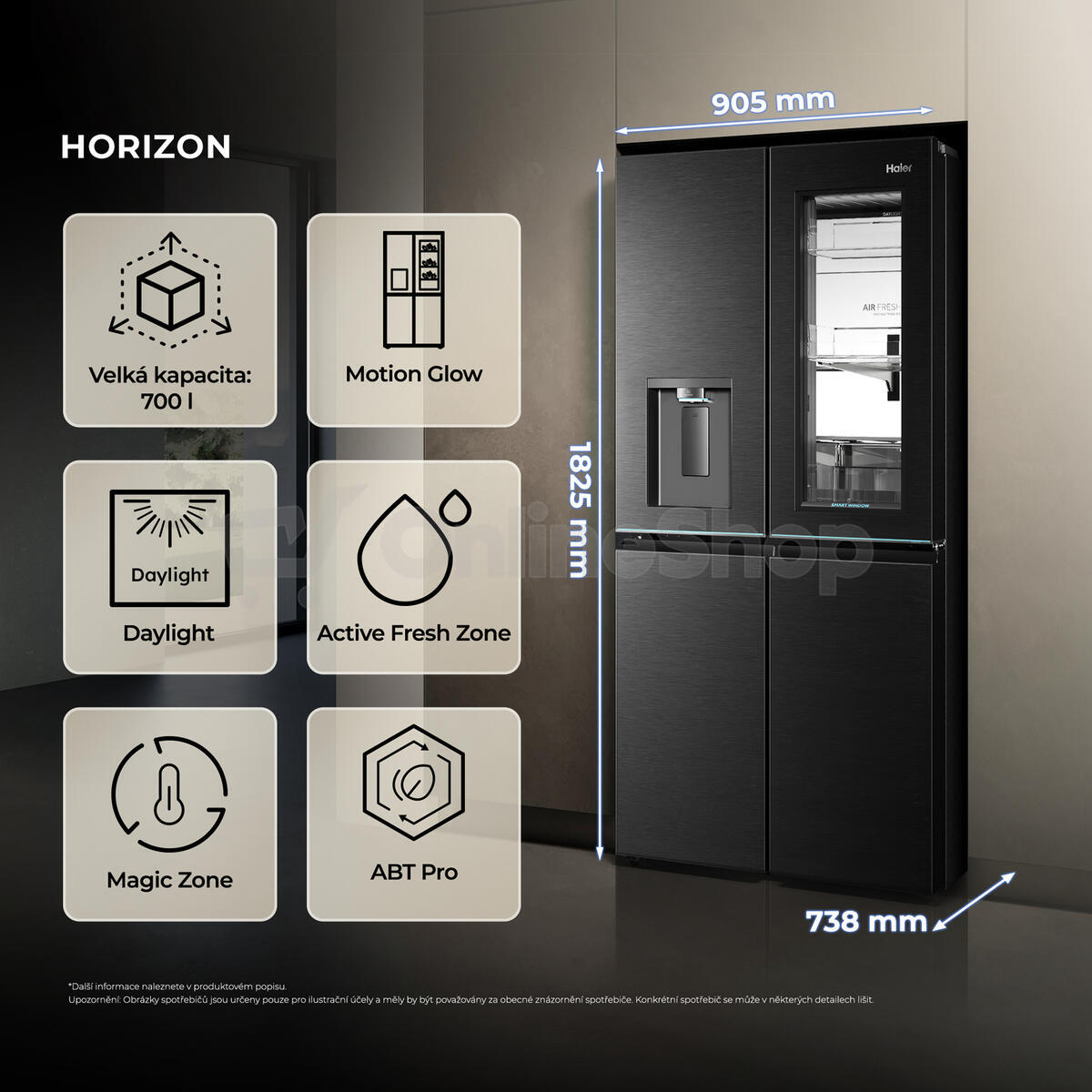 Chladnička Haier HCW99F18DHMB CUBE HORIZON COLLECTION