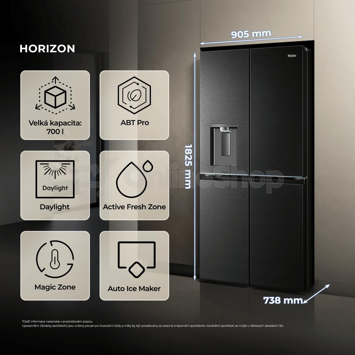 Chladnička Haier HCR79F18CHMB CUBE HORIZON COLLECTION | Skutečná fotografie prodávaného kusu | Skutečná fotografie prodávaného kusu | Skutečná fotografie prodávaného kusu