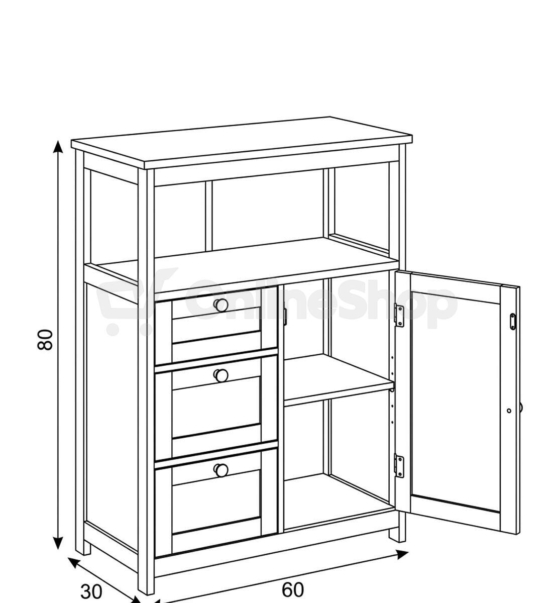 Komoda 60x30x80cm, mdf, bílá, AUK-E1154 WT Autronic