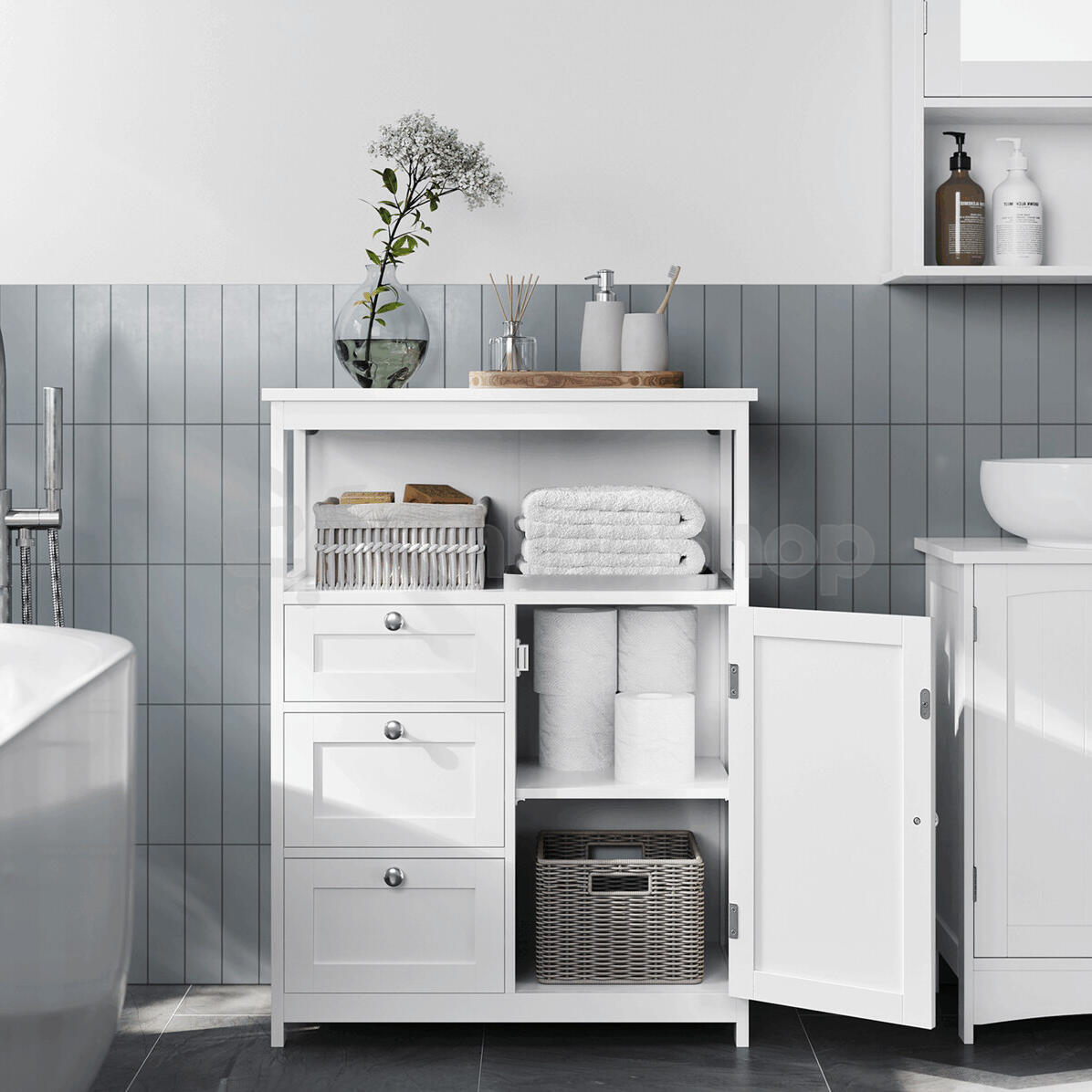 Komoda 60x30x80cm, mdf, bílá, AUK-E1154 WT Autronic