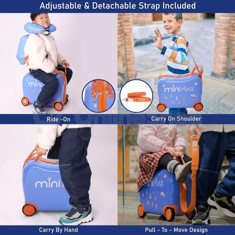 Dětský kufr AEROLITE MiniMax Ride-On - modrá