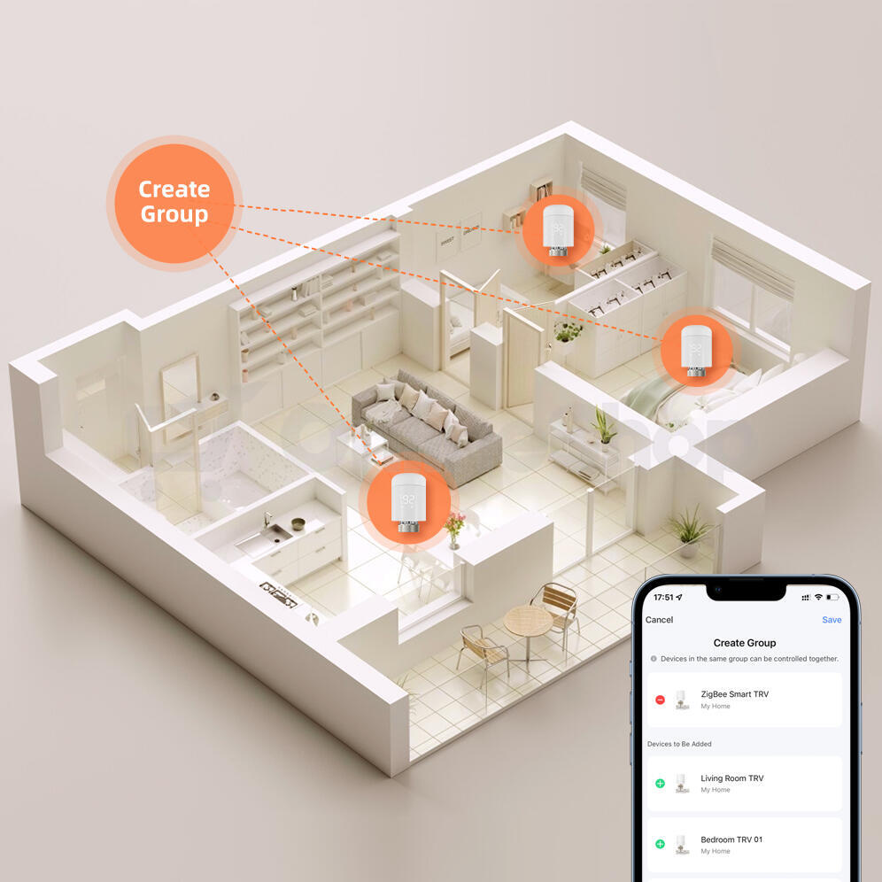 Smart termostatická hlavice Immax NEO, zigbee