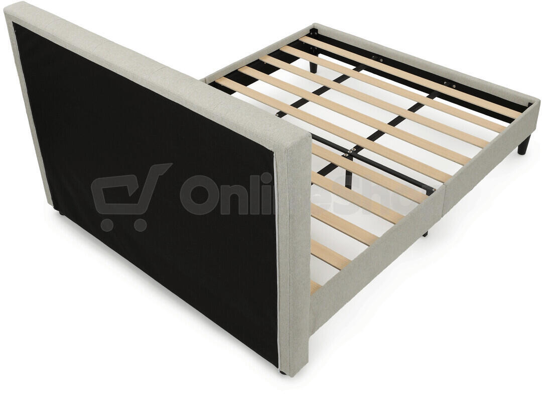 Dvoulůžková postel, látka, béžová, BED-M160 CRM2 Autronic