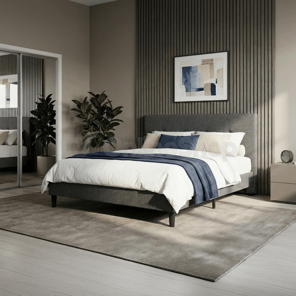 Dvoulůžková postel, látka, šedá, BED-M160 GREY2 Autronic