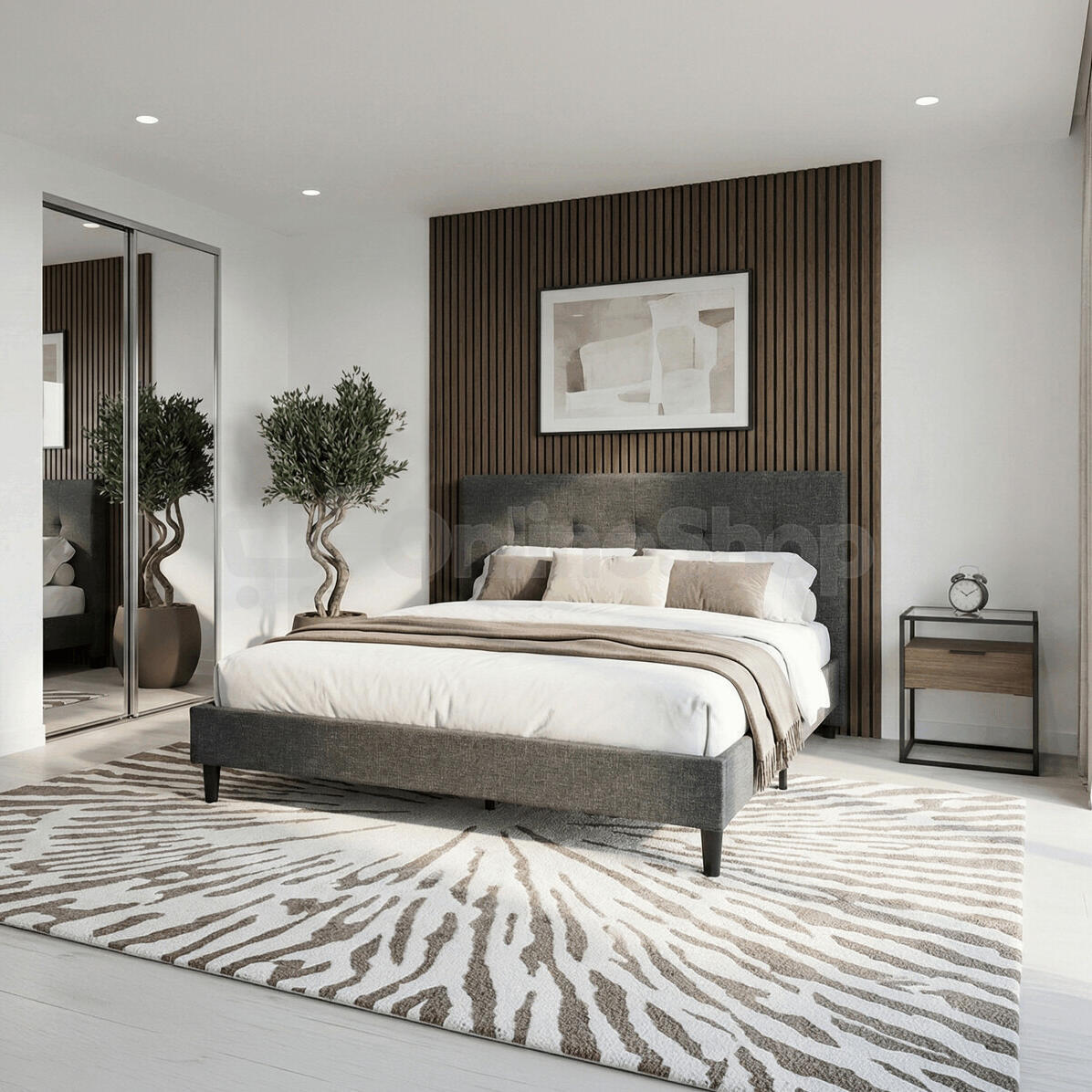 Dvoulůžková postel, látka, šedá, BED-M180 GREY2 Autronic