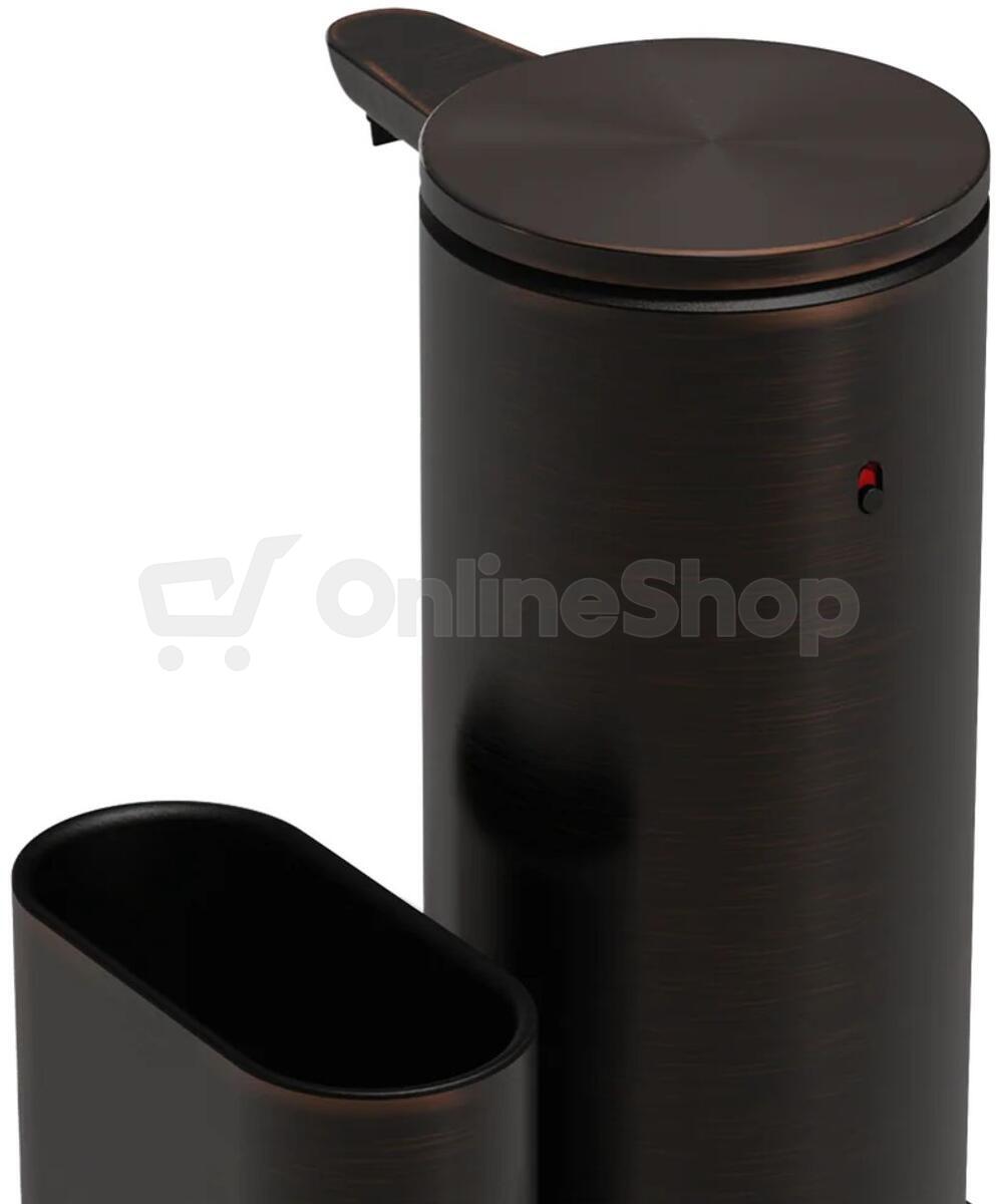 Simplehuman bezdotykový dávkovač – 414 ml + držák na houbičku, černohnědá bronzová ocel ST1107