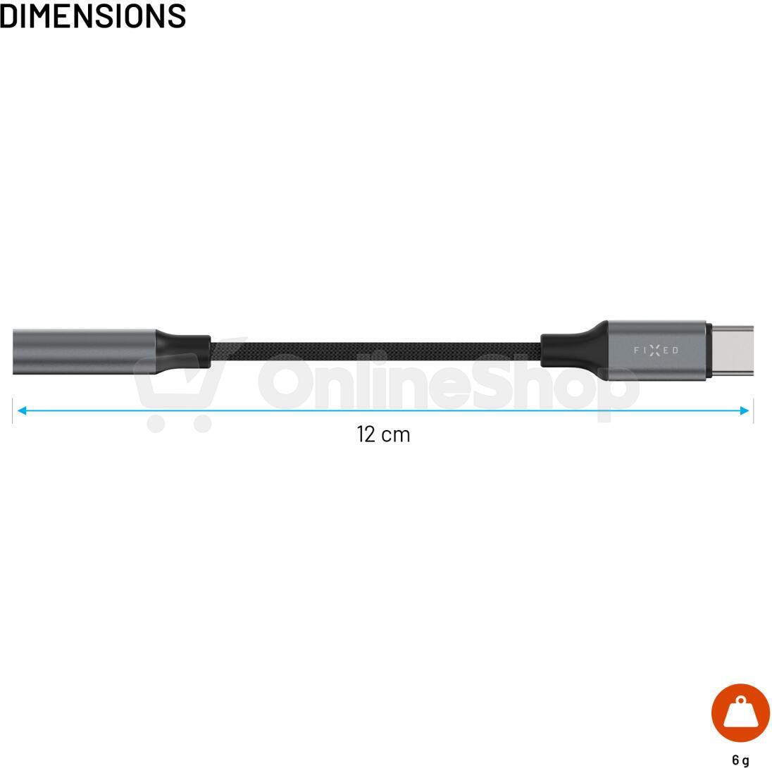 Redukce z hliníku FIXED Link USB-C na 3,5mm jack, space gray