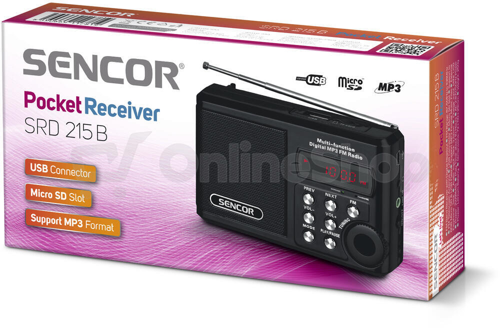 Rádio s USB/MP3 Sencor SRD 215 B