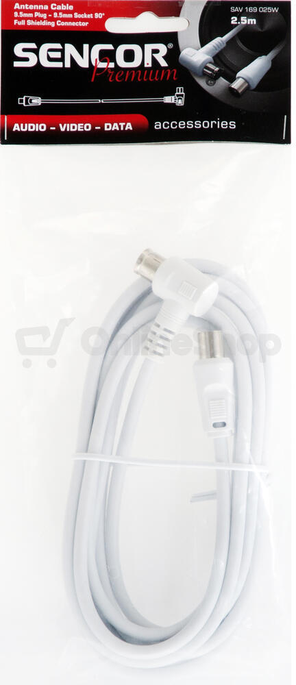 Anténní kabel Sencor SAV 169-025W, M-F 90°, 2,5 m