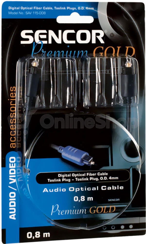 Optický kabel Toslink M-M PG Sencor SAV 115-008