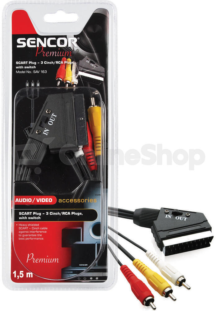 Kabel Sencor SAV 163-015 SCART-3RCAM PŘEPÍNA P