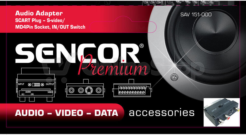 Konektor SENCOR SAV 151-000 SCART-3RCA+SVID INOUT