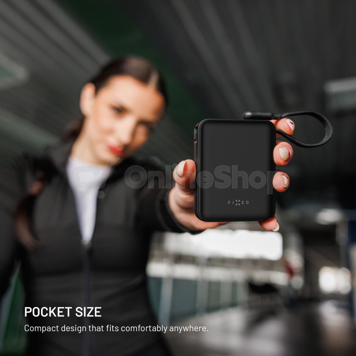 Powerbanka FIXED Zen 10 Loop s LCD displejem a výstupem 30W, 10 000 mAh, černá