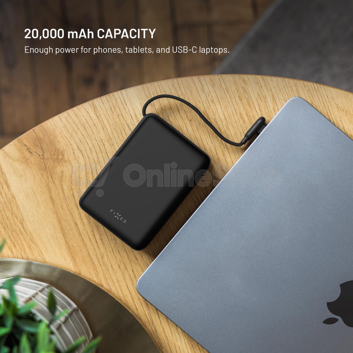 Powerbanka FIXED Zen 20 Loop s LCD displejem a výstupem 40W, 20 000 mAh, černá