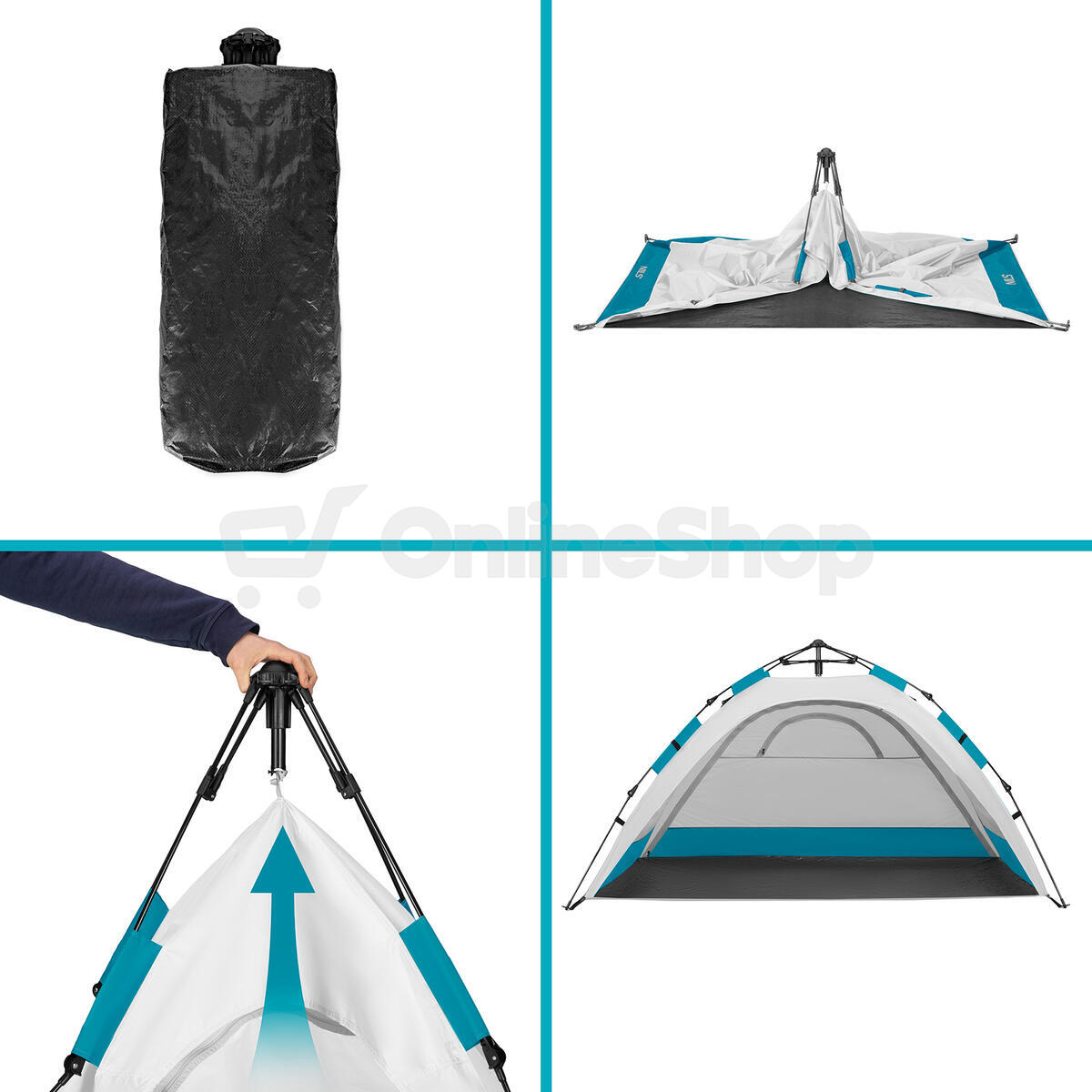 Automatický pop-up plážový stan NILS NC4802 šedý