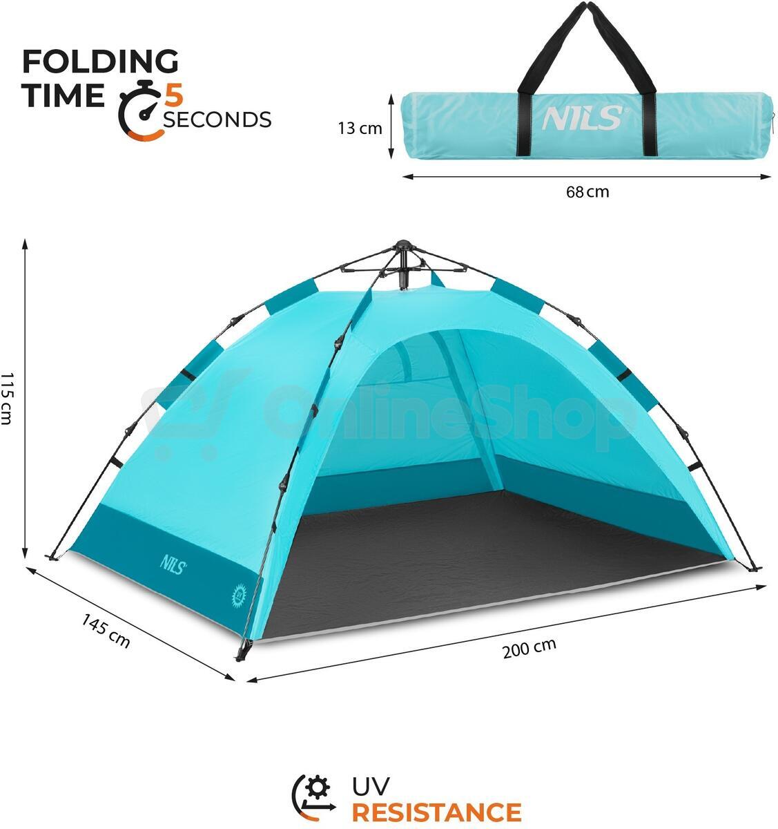Automatický pop-up plážový stan NILS NC4802 modrý