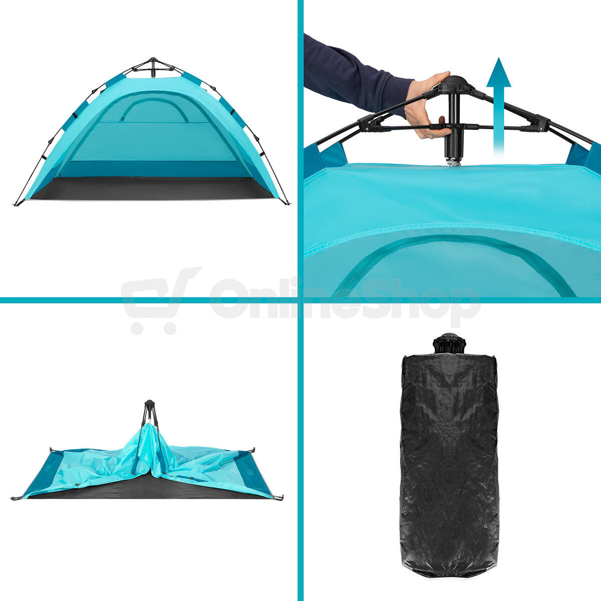 Automatický pop-up plážový stan NILS NC4802 modrý