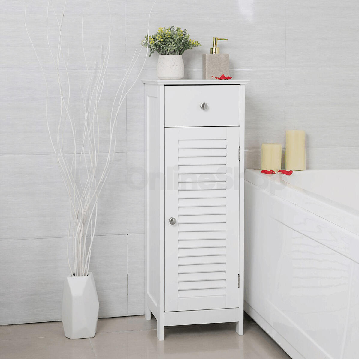 Koupelnová skříňka 32x30x87cm, mdf, bílá, AUK-E1143 WT Autronic