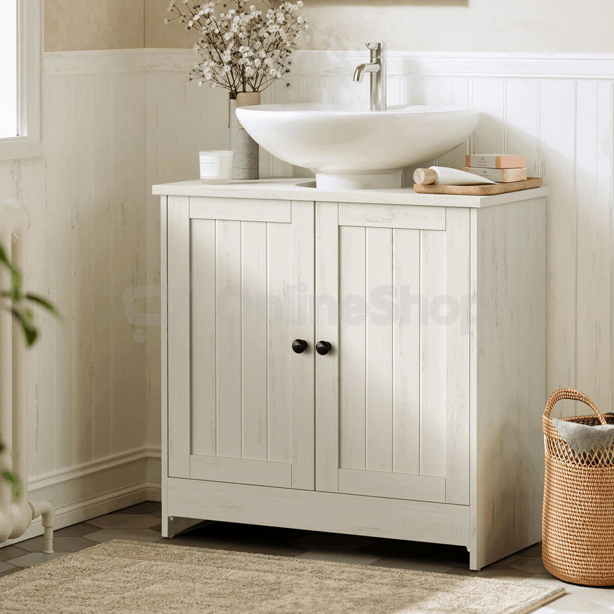Koupelnová skříňka 60x30x61cm, mdf, bílá, AUK-E1155 WT Autronic