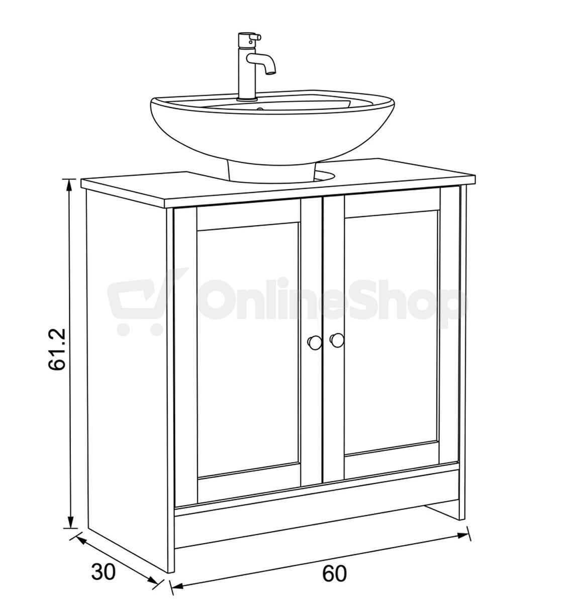 Koupelnová skříňka 60x30x61cm, mdf, bílá, AUK-E1155 WT Autronic