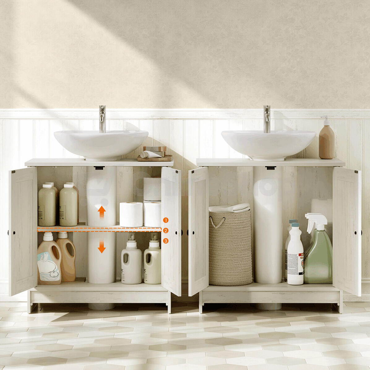 Koupelnová skříňka 60x30x61cm, mdf, bílá, AUK-E1155 WT Autronic