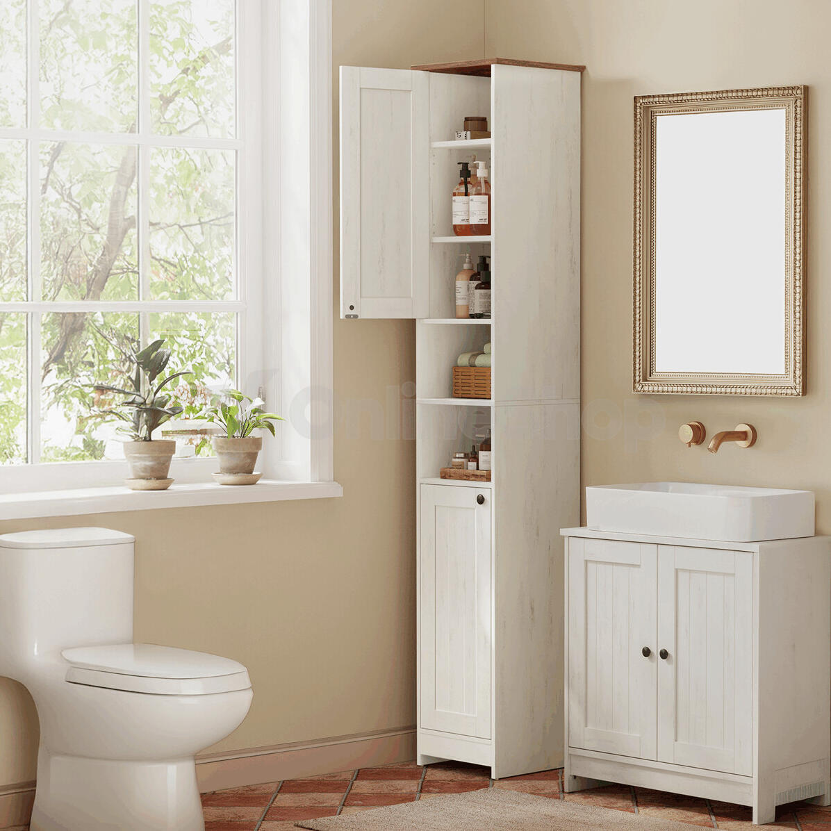 Koupelnová skříňka 30x30x170cm, mdf, bílá, AUK-E1166 WT Autronic