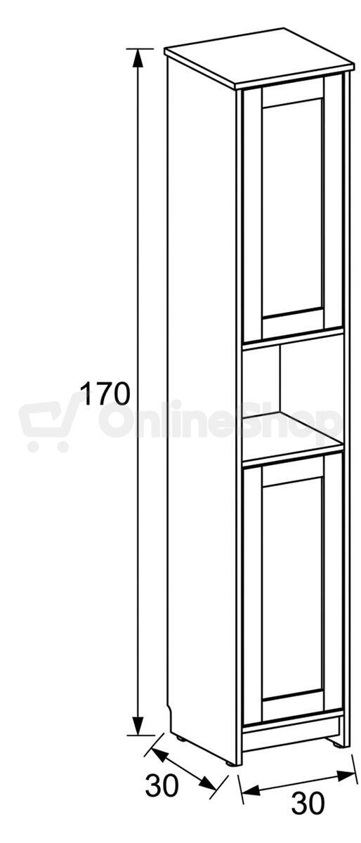 Koupelnová skříňka 30x30x170cm, mdf, bílá, AUK-E1166 WT Autronic