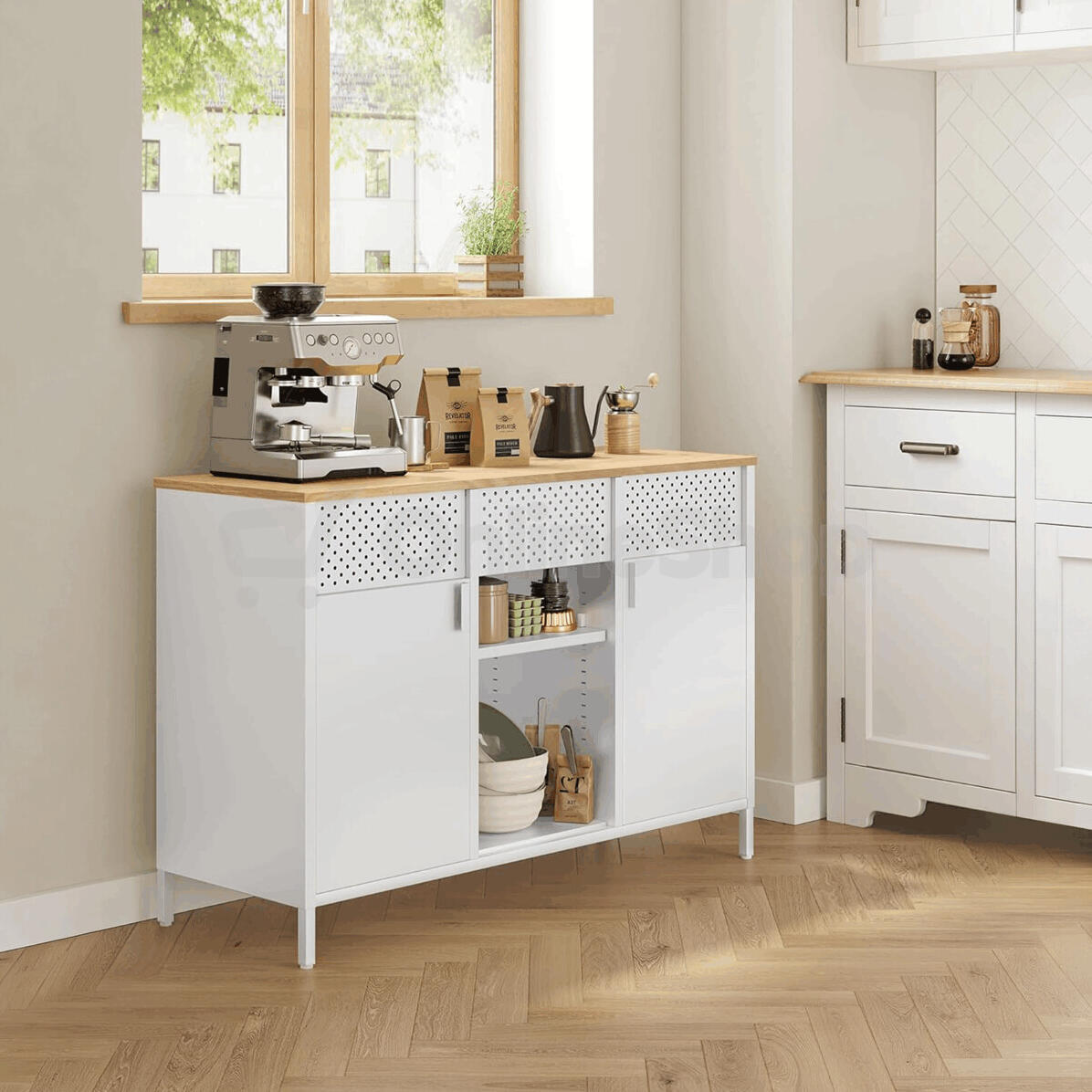 Komoda 110x40x76cm, kov, bílá, AUK-E1420 WT Autronic