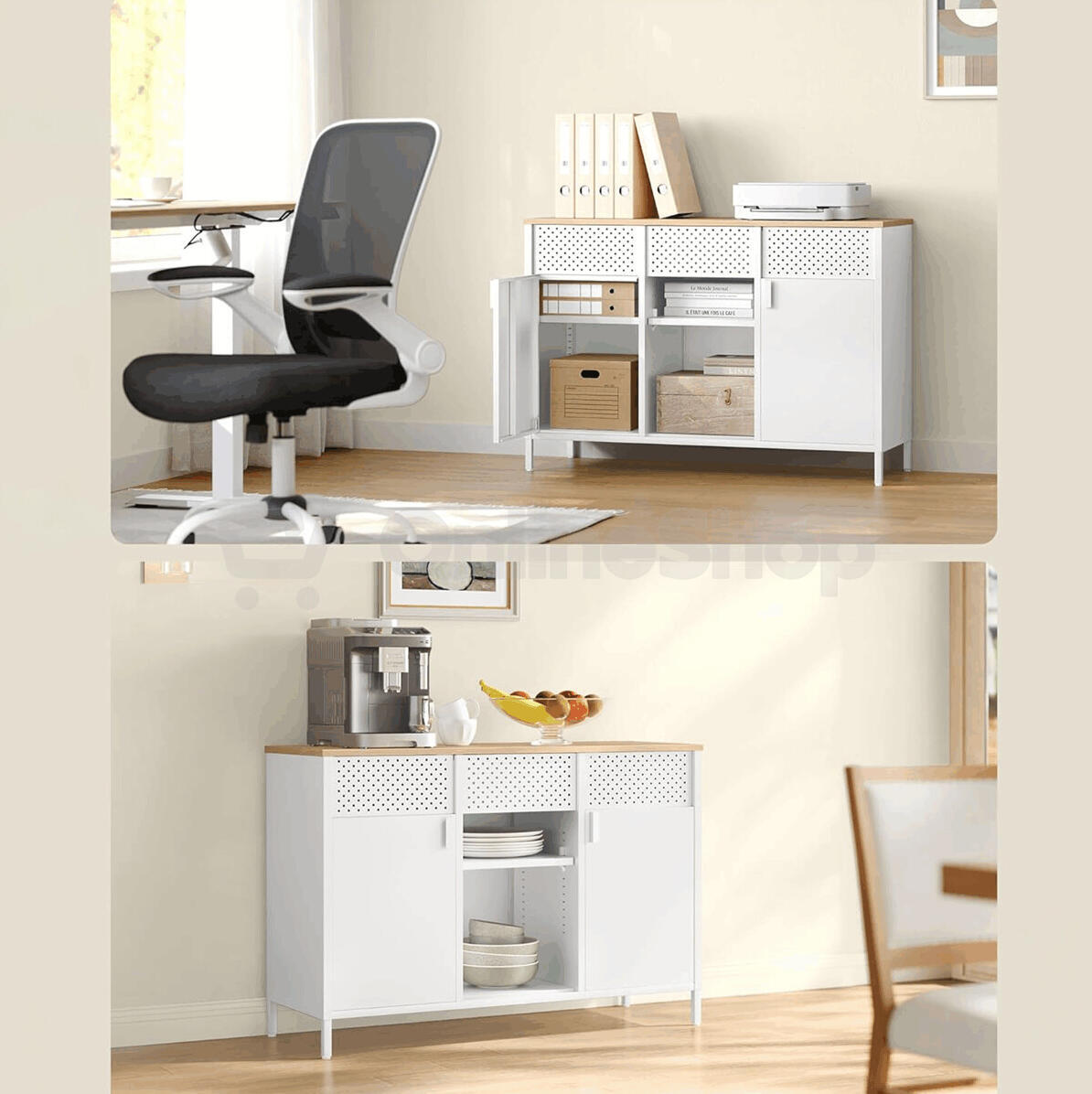 Komoda 110x40x76cm, kov, bílá, AUK-E1420 WT Autronic