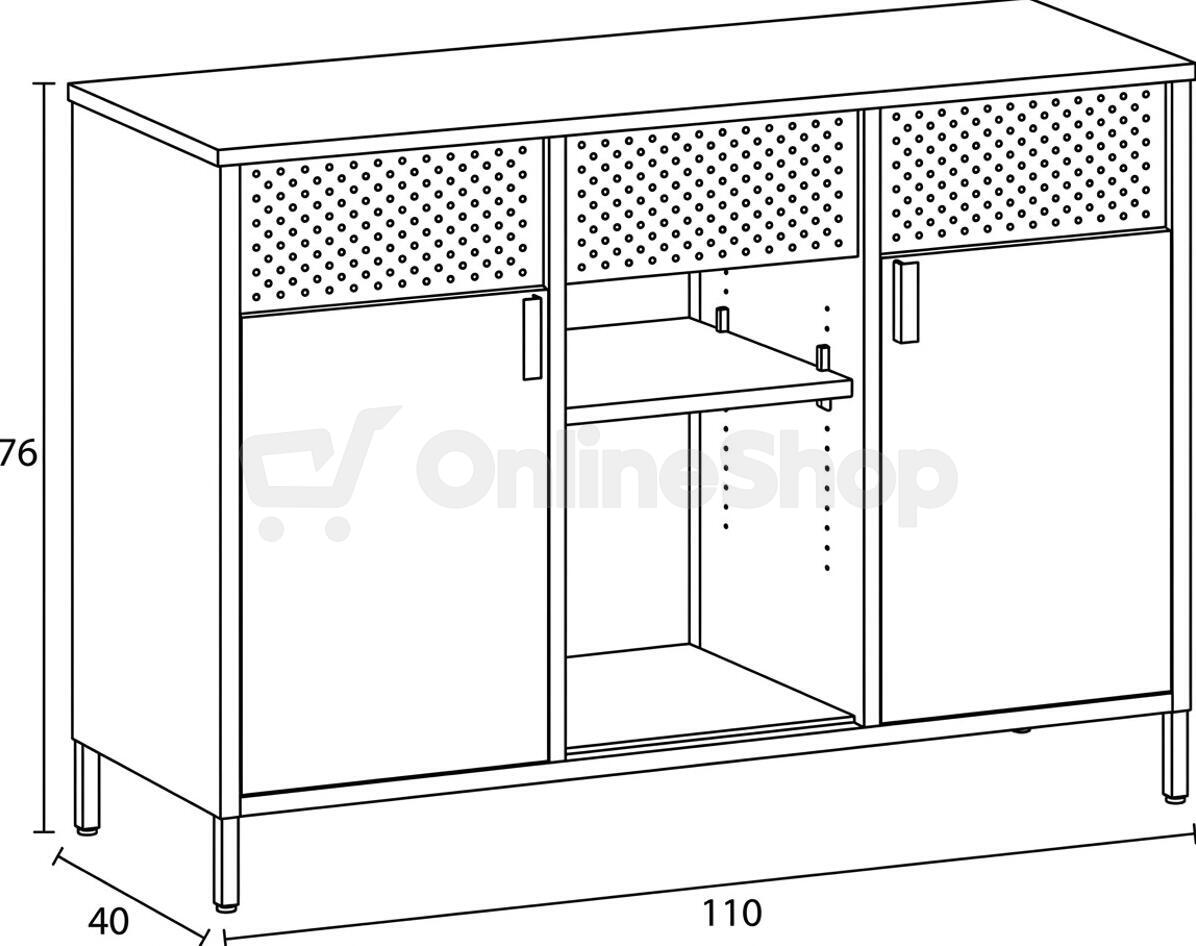 Komoda 110x40x76cm, kov, bílá, AUK-E1420 WT Autronic