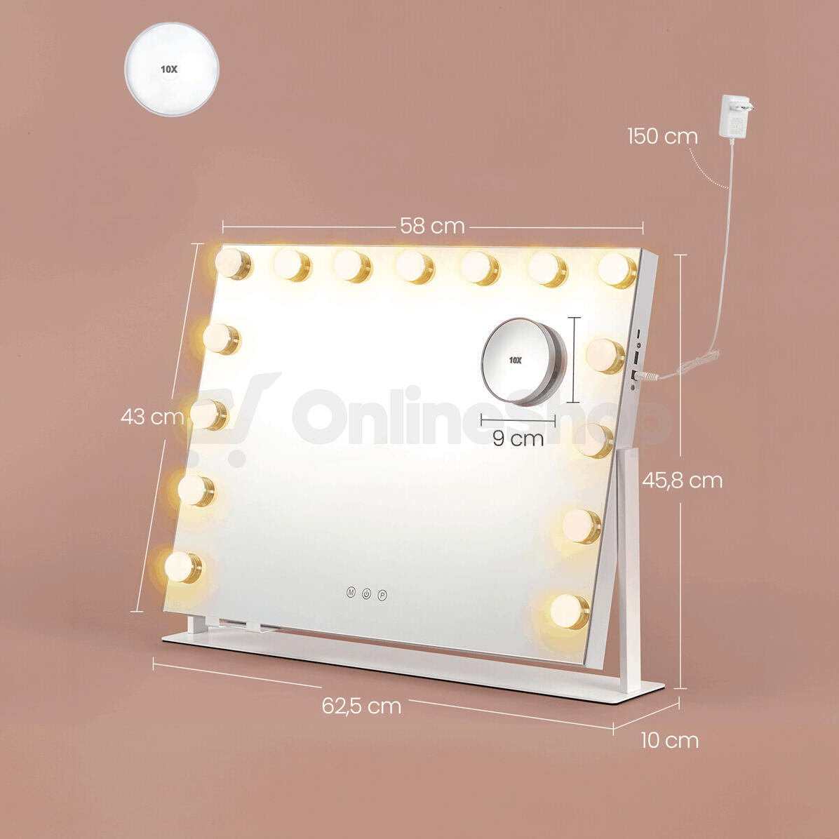 Zrcadlo kosmetické, sklo, bílá, AZR-E1101 WT Autronic