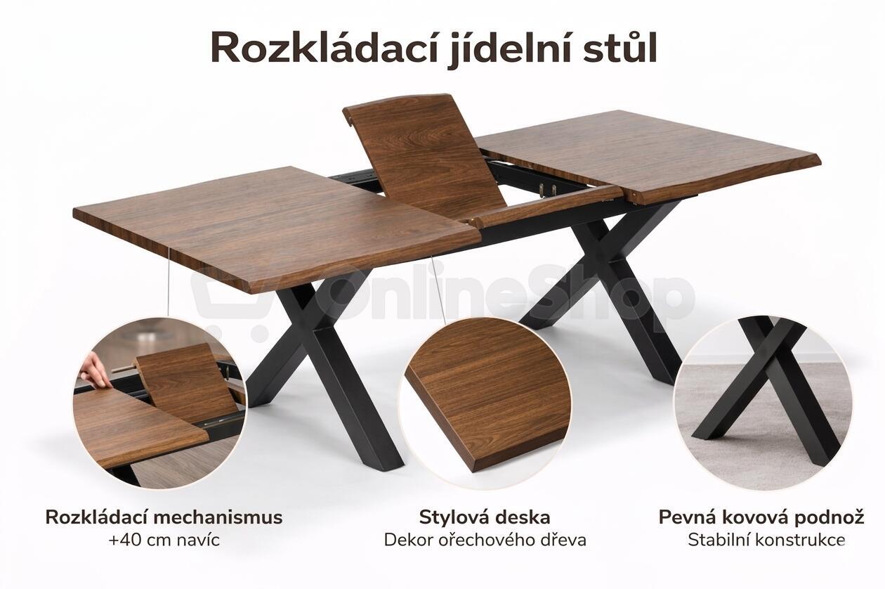 Rozkládací jídelní stůl House 5 EBON, natural