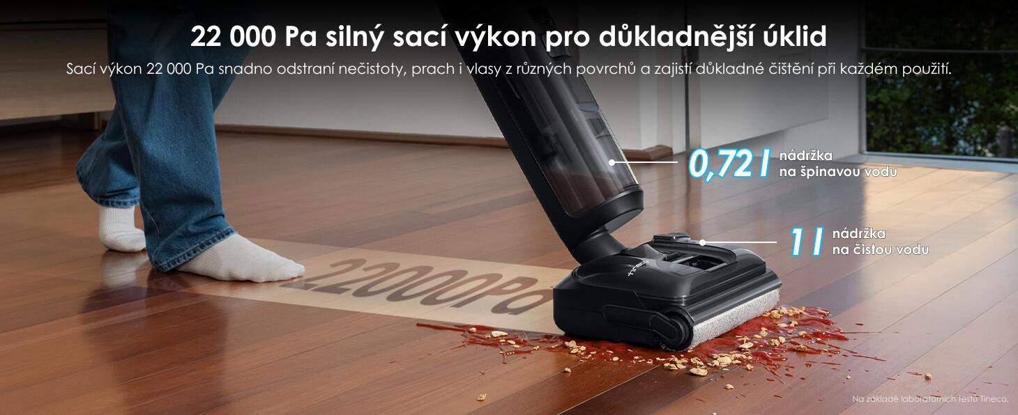 Výkonné sání až 22 000 Pa