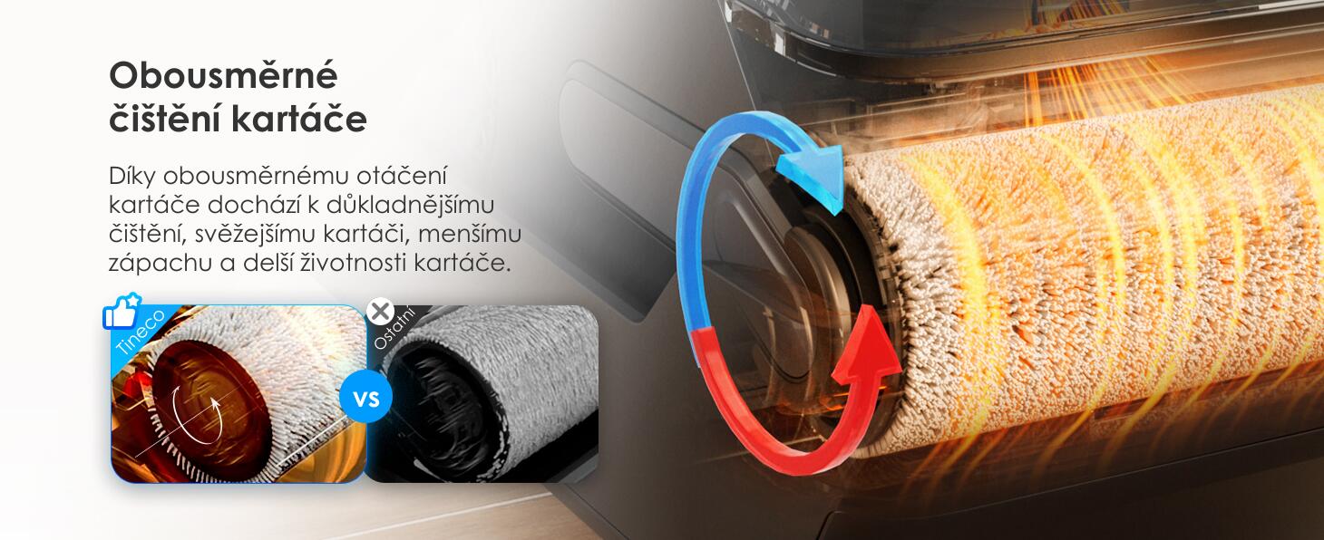 Obousměrné otáčení pro důkladnější čištění kartáče