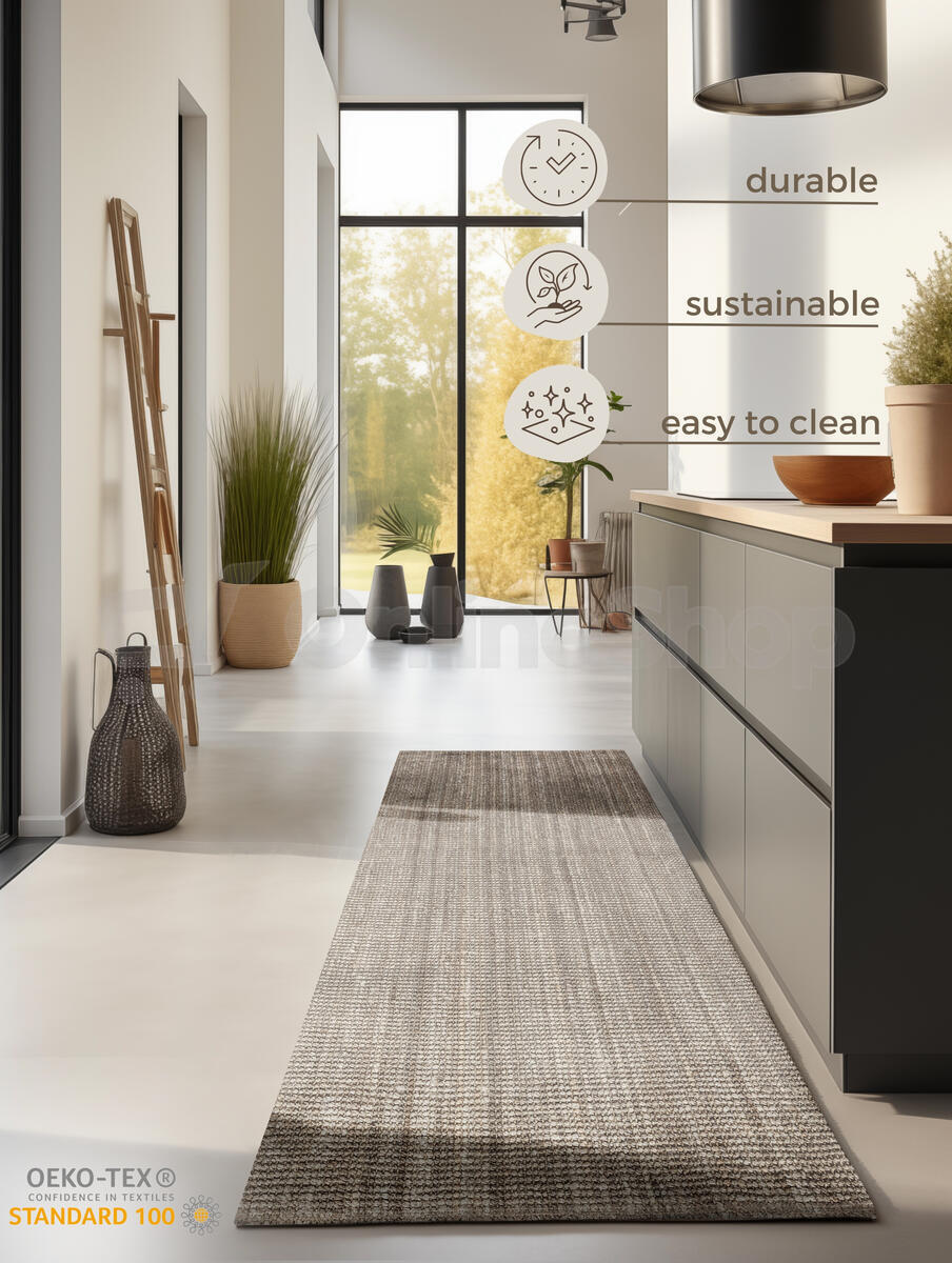 Běhoun Bouclé Jute 105975 Grey Brown 80x200