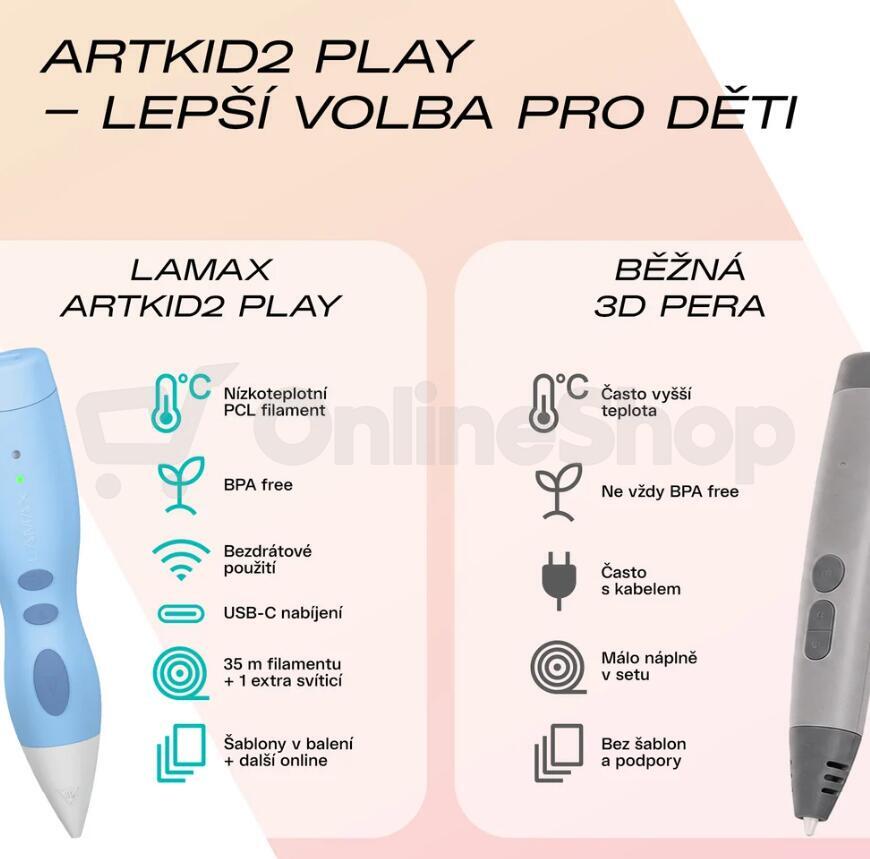 3D pero LAMAX ArtKid2 Play 3D, modré
