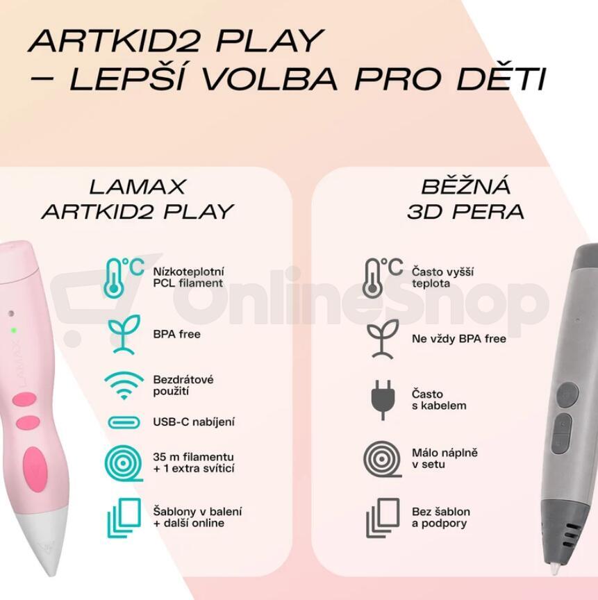 3D pero LAMAX ArtKid2 Play 3D, růžové