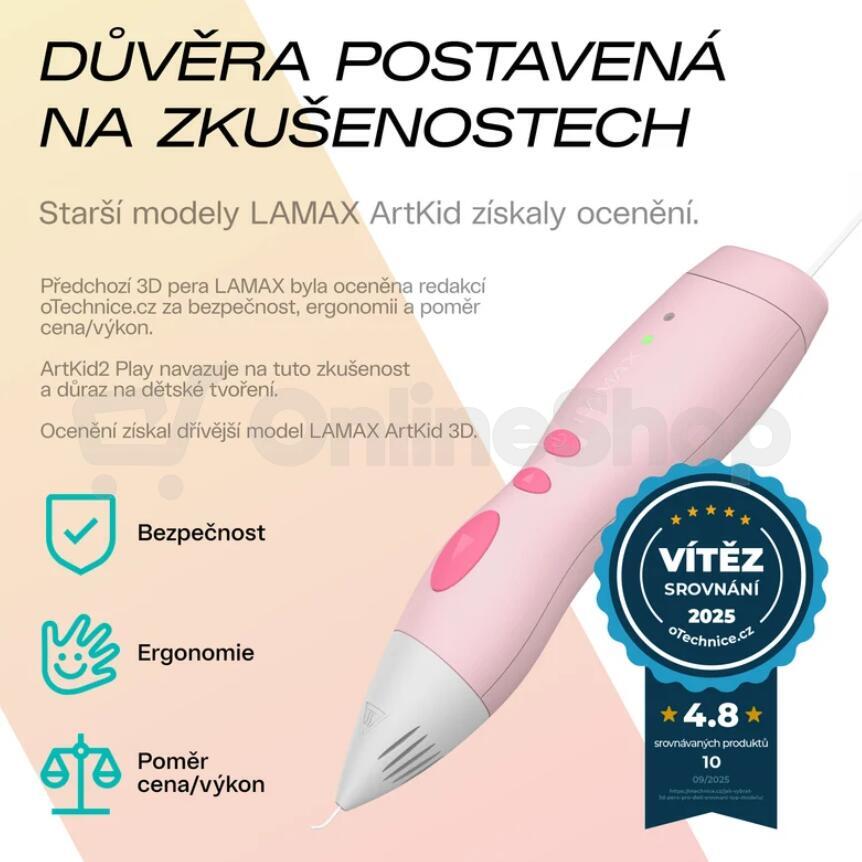 3D pero LAMAX ArtKid2 Play 3D, růžové