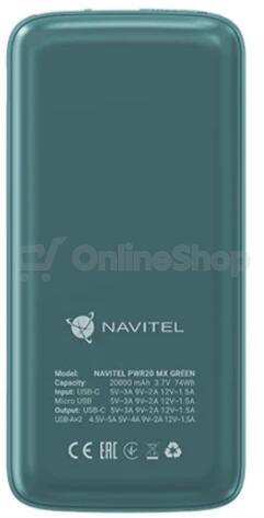 Powerbanka Navitel PWR20 MX, zelená