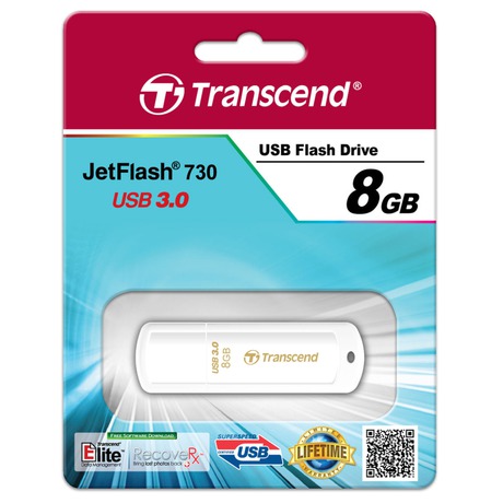 Flash USB Transcend JetFlash 730 8GB USB 3.0 - bílý