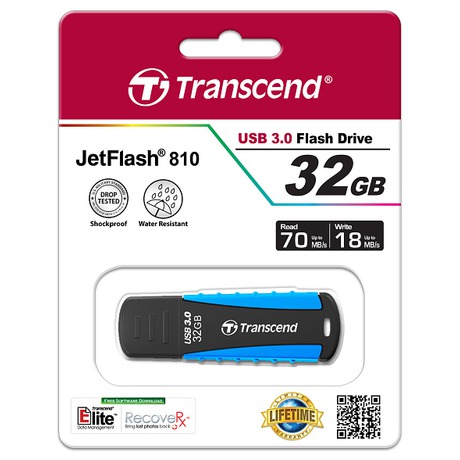 Flash USB Transcend JetFlash 810 32GB USB 3.0 - modrý