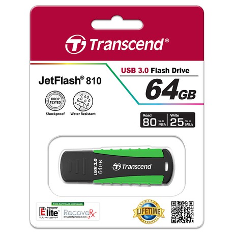 Flash USB Transcend JetFlash 810 64GB USB 3.0 - zelený