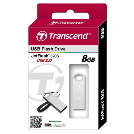 Flash USB Transcend JetFlash 520S 8GB USB 2.0 - stříbrný
