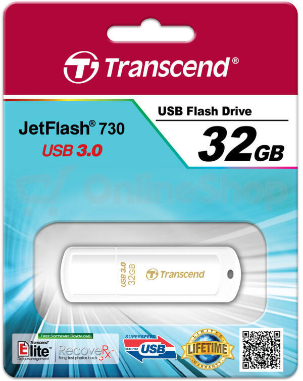 Flash USB Transcend JetFlash 730 32GB USB 3.0 - bílý