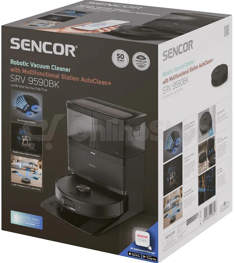 Robotický vysavač Sencor SRV 9590BK Aquino+ Cut&Clean