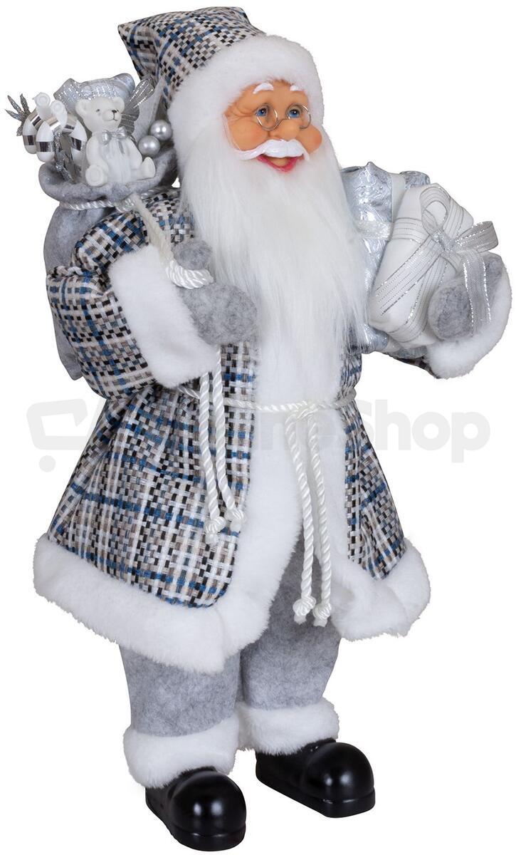 PM Euro Trading vánoční dědeček Hilmar s dárky, šedo-modrý, 45 cm